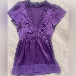 Purple V-Neck Short Sleeve Women’s Top